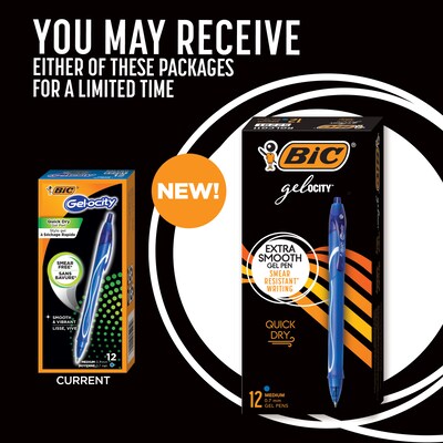BIC Gel-Ocity Quick Dry Retractable Gel Pen, Medium Point, Blue Ink, Dozen (RGLCG11-BLU)