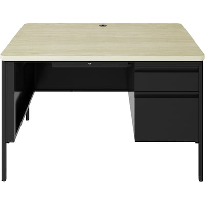 Lorell Fortress Series 48 W Right Single-Pedestal Desk, Black (LLR66907)