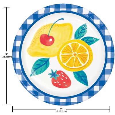 Say Hooray! Fresh Fruits Summer Disposable Paper Plates and Napkins Set, 48/Pack (DTC9631E2G)