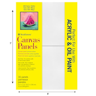 Strathmore 300 Series Primed Primed White Canvas Panel, 5 x 7, 16/Pack (STTP31105)