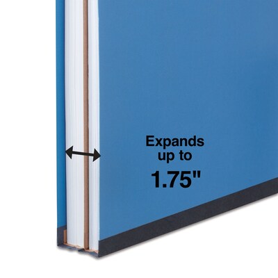 Quill Brand® 2/5-Cut Tab Pressboard Classification File Folders, 1-Partition, 4-Fasteners, Legal, Blue, 15/Box (747026)