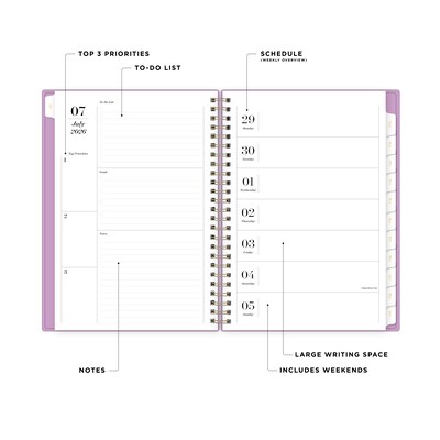 2026-2027 Blue Sky Sincerely Jules Violet 6 x 8 Academic Year Weekly & Monthly Planner, Plastic Cover, Violet (161389)