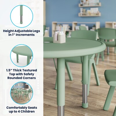 Flash Furniture Wren 33" Round Activity Table, Height Adjustable, Sage (YUYCX072RDTBSGE)