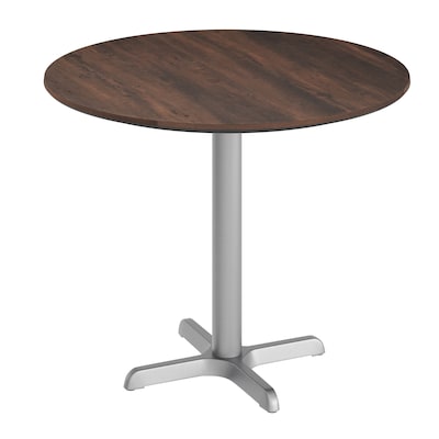 Flash Furniture Acadia 31.25 Round Wooden Dining Table with X-Base, Dark Brown/Silver Base (STRD31WBRT2222S)