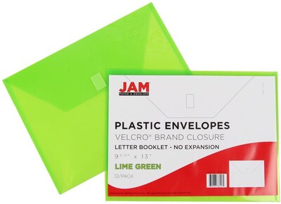 JAM Paper Premium Plastic Document File, Letter, Lime Green, 3/Pack (218V0LIX3)