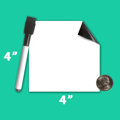 Flipside Products Dry Erase Stickables with Dry Erase Marker, White, 4" x 4", 12 Per Pack, 2 Packs (FLP93344)