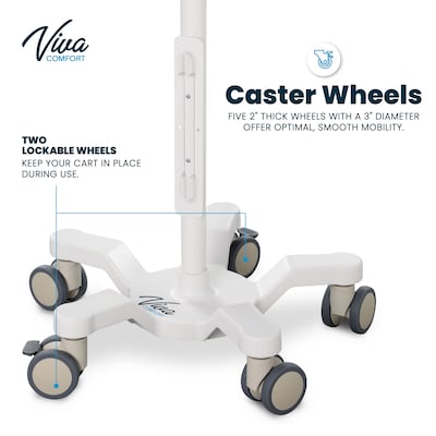 Viva Comfort Rolling Sturdy Compact Mobile Stand for RVS-100 Vital Signs Monitor, White (ADI912-C-MP-04-MK)