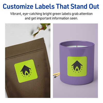 Avery Square Multipurpose Labels, 2-1/8" x 2-1/8", Bright Green, 960/Box (94105)