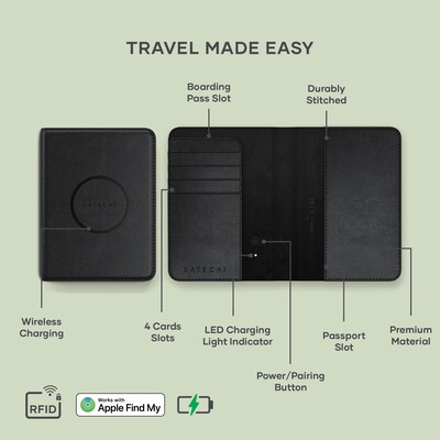 Satechi Vegan-Leather FindAll Passport Cover, Black (ST-VPCK)