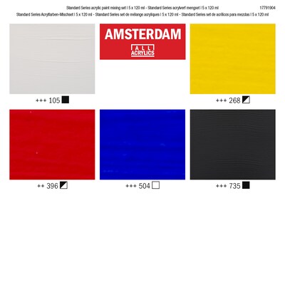 Amsterdam Mixing Acrylic Paint, Assorted Colors, 5/Pack (AMS17791904)