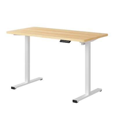 FlexiSpot ET155E 48W Electric Rectangular Adjustable Standing Desk, Maple/White