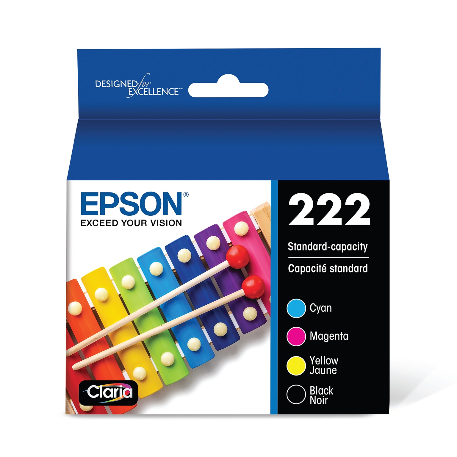 Epson 222 Cyan/Magenta/Yellow/Black Standard Yield Ink Cartridges, 4/Pack (T222120-BCS)