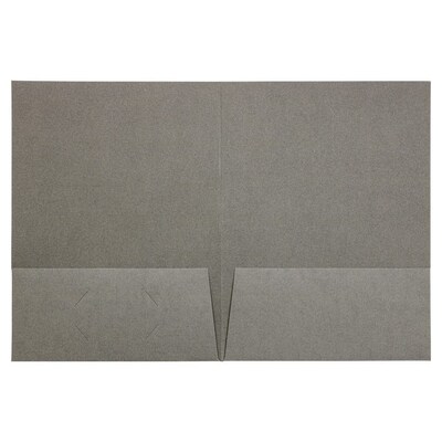 JAM Paper Two-Pocket Linen 2 Pocket Cardstock Presentation Folder, Gray, 25/Pack (386LGYA)