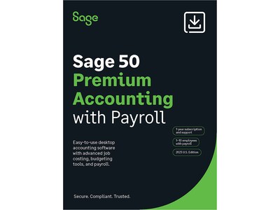 Sage 50 Premium Accounting with Payroll for 2 Users, Windows, Download (PPASP22023ESDCSRT)