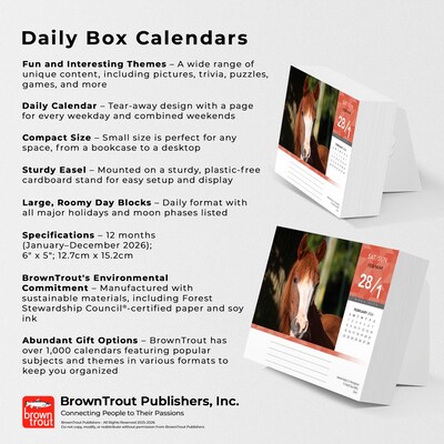 2026 BrownTrout Horse Lovers 6.06" x 5.13" Day-to-Day Calendar (9798330703678)