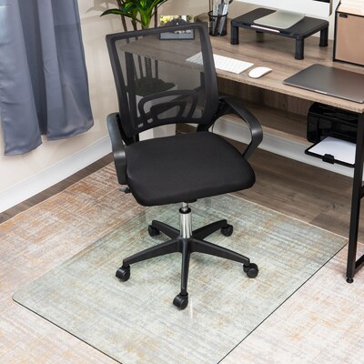 Mind Reader Carpet & Hard Floor Chair Mat, 36" x 46", Clear Tempered Glass (TGC4636-CLR)