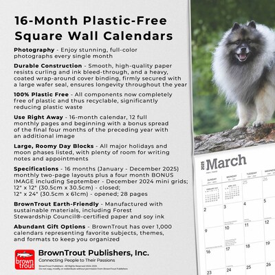 2025 BrownTrout Keeshonden 12" x 12" Monthly Wall Calendar (9781975477264)