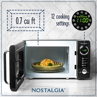 Nostalgia Retro 0.7 Cubic Foot Countertop Microwave, Black (NRMO7BK6A)