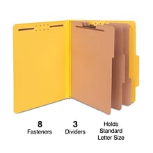 Quill Brand® 2/5-Cut Tab Pressboard Classification File Folders, 3-Partitions, 8-Fasteners, Letter,