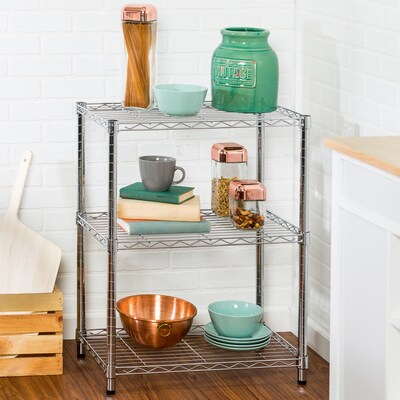 Honey-Can-Do 3-Shelf Metal Unit, 24"W, Chrome (SHF-01903)