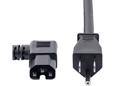 StarTech 8' NEMA 5-15P to Right Angle C15 Power Cable, Male to Female, Black (PXT515C158RA)