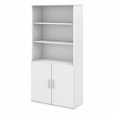 Bush Business Furniture Studio C 72.8H 5-Shelf Bookcase with Adjustable Shelves, White Laminated Wo