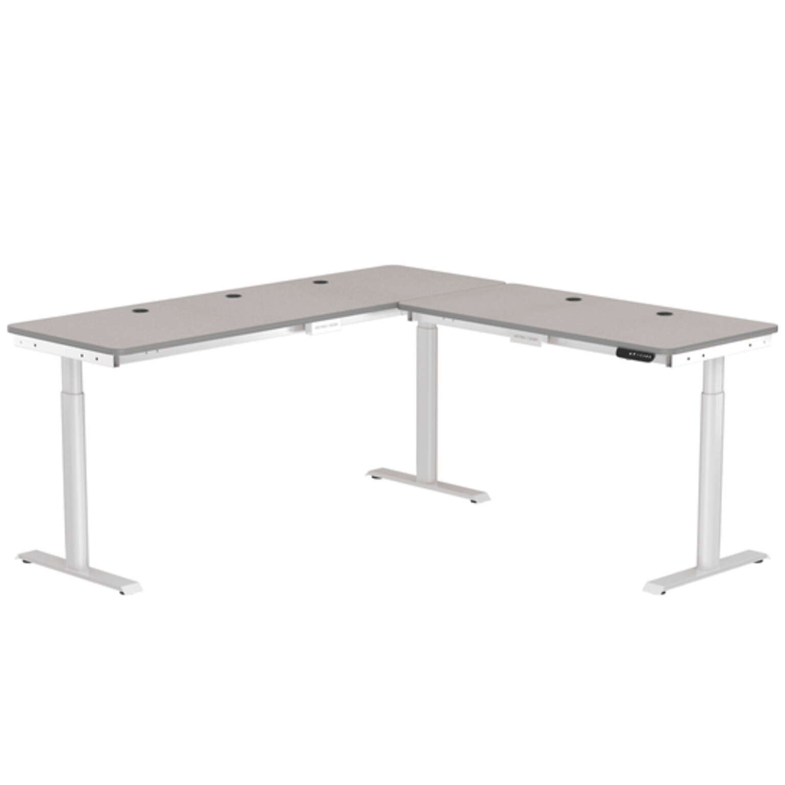 VersaDesk PowerLift 72W Electric L-Shaped Adjustable Standing Desk, Grey/White (PLLSD7272-WG-APP)