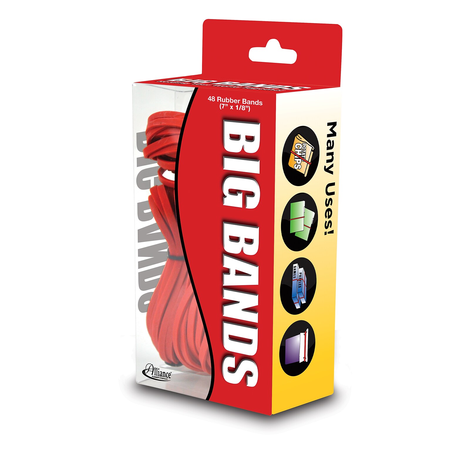 Alliance Big Bands #117B Rubber Bands, 7 x 0.125, Red, 48/Pack, (00699)