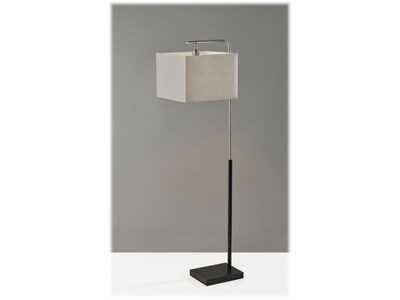 Adesso Flora 60" Matte Black/Brushed Steel Floor Lamp with Square Shade (4183-22)
