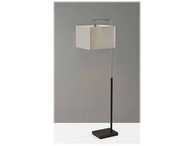 Adesso Flora 60 Matte Black/Brushed Steel Floor Lamp with Square Shade (4183-22)