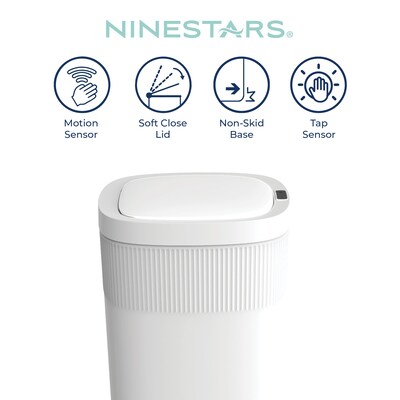 Nine Stars Plastic Motion Sensor Trash Cans, White, 2/Pack (CB50-36/12-36WH)