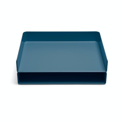 Poppin Stackable Front Loading Letter Tray, Letter Size, Slate Blue, 4/Pack (108519)