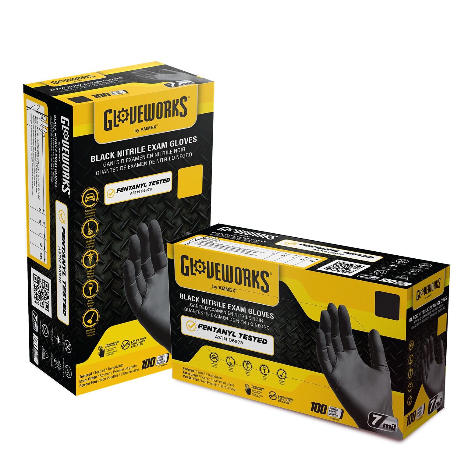 Gloveworks GWBEN Nitrile Exam Gloves, Small, Black, 100/Box (GWBEN42100)