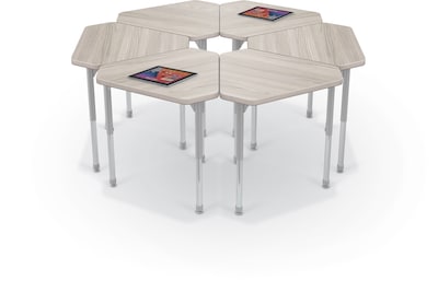 MooreCo Hierarchy Monroe Desk, 30"W x 27"D, Grey Elm/Platinum Base (703673562942)