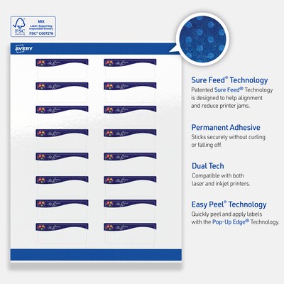 Avery Rectangle Multipurpose Labels, 1" x 2-5/8", White, 160/Pack (19479370439)