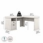 Bush Furniture Yorktown 60"W L Shaped Desk with Storage, Linen White Oak (WC40430-03)