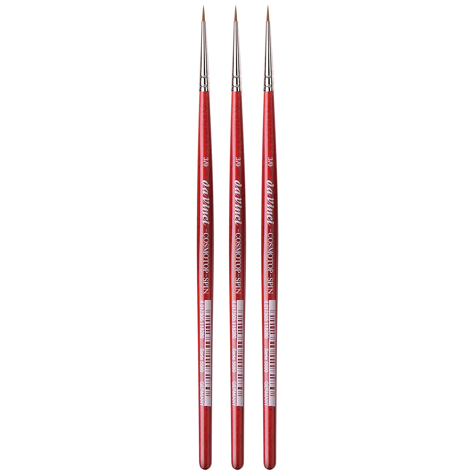 da Vinci COSMOTOP-SPIN Watercolor Synthetic Silkpainting Round Brush, 3 /Pack (DVXVA5580N3-3)