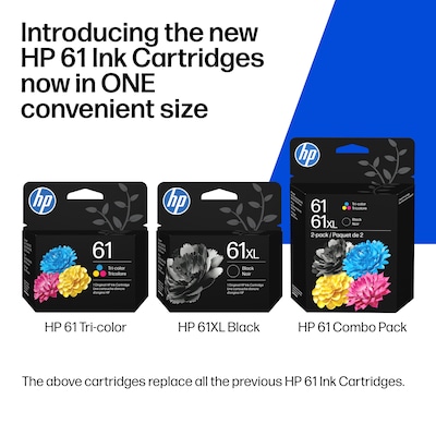 HP 61 Tri-Color Standard Yield Ink Cartridge, Prints Up to 200 Pages (C0PA5AN)