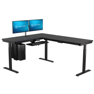 VersaDesk PowerLift 60W Electric L-Shaped Adjustable Standing Desk, Black (PLLSD6060-BB-APP)