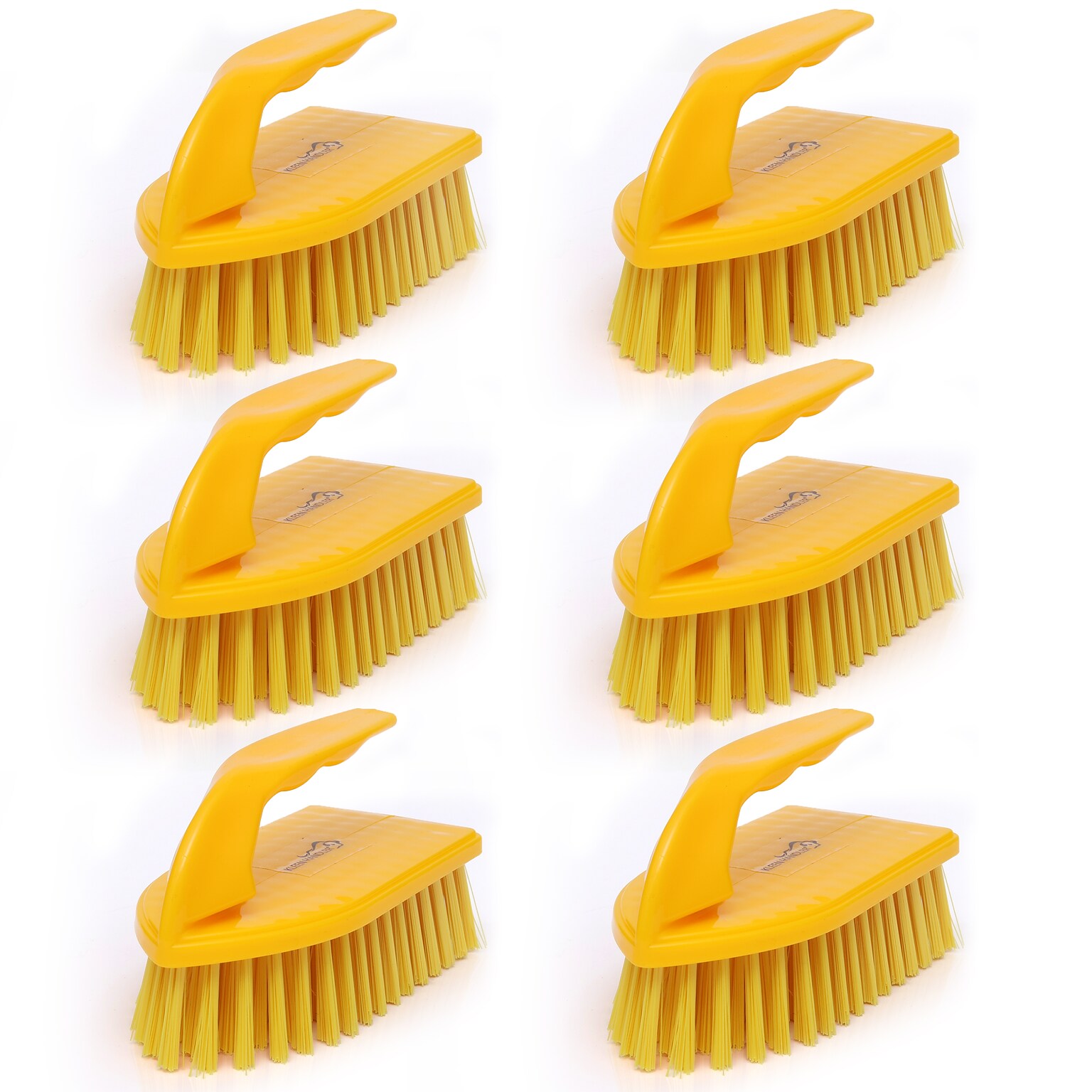 BISON LIFE 6 Polypropylene Iron Handle Scrub Brush, Yellow, 6/Pack (BPES-IRBH-PP-Y-6)