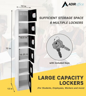 AdirOffice 72H 6-Tier Black Storage Locker (ADI629-206-BLK-DL)