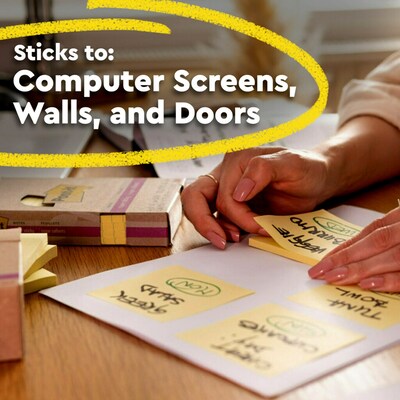 Post-it Recycled Super Sticky Notes, 4" x 6", Canary Collection, 45 Sheets/Pad, 4 Pads/Pack (4621R-4SSCY)