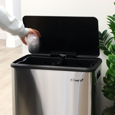 Elama Stainless Steel Indoor Trash Can with Slow Close Lid, 16 Gallon, Silver (938122112M)