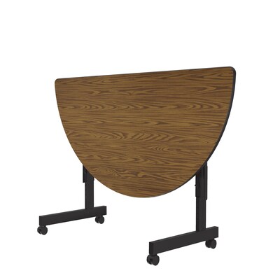 Correll Econoline 48"W x 24"D Adjustable Foldable Training Room Table, Laminate, With Wheels, Medium Oak (FTM2448TFHR06)