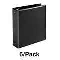 Quill Brand® Standard 3 3 Ring Non View Binder, Black, 6/Pack