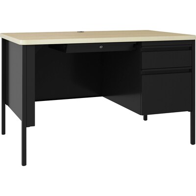 Lorell Fortress Series 48 W Right Single-Pedestal Desk, Black (LLR66907)