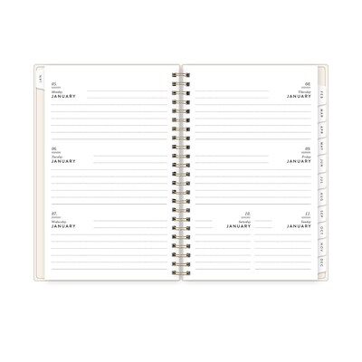 2026 Blue Sky Bespoke Letterpress Cream Hearts 5 x 8 Calendar Year Weekly & Monthly Planner, Plastic Cover (156228)