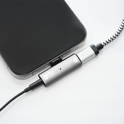 LBT 3.5-mm to USB-C Headphone Jack Adapter with 60-Watt PD Charging USB-C Port, Gray (LBT133)