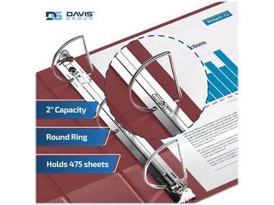 Davis Group Premium Economy 2" 3-Ring Non-View Binders, D-Ring, Burgundy, 6/Pack (2304-08-06)