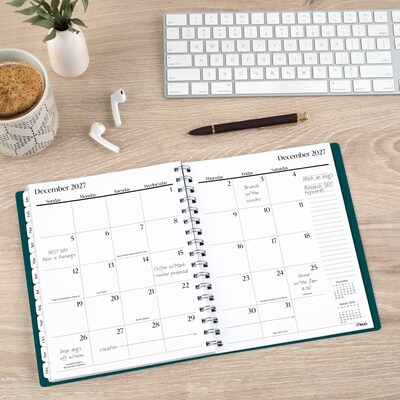 2027 Mead Essentials 7" x 8.75" Calendar Year Daily & Monthly Planner, Plastic Cover, Teal (CRD8304227)